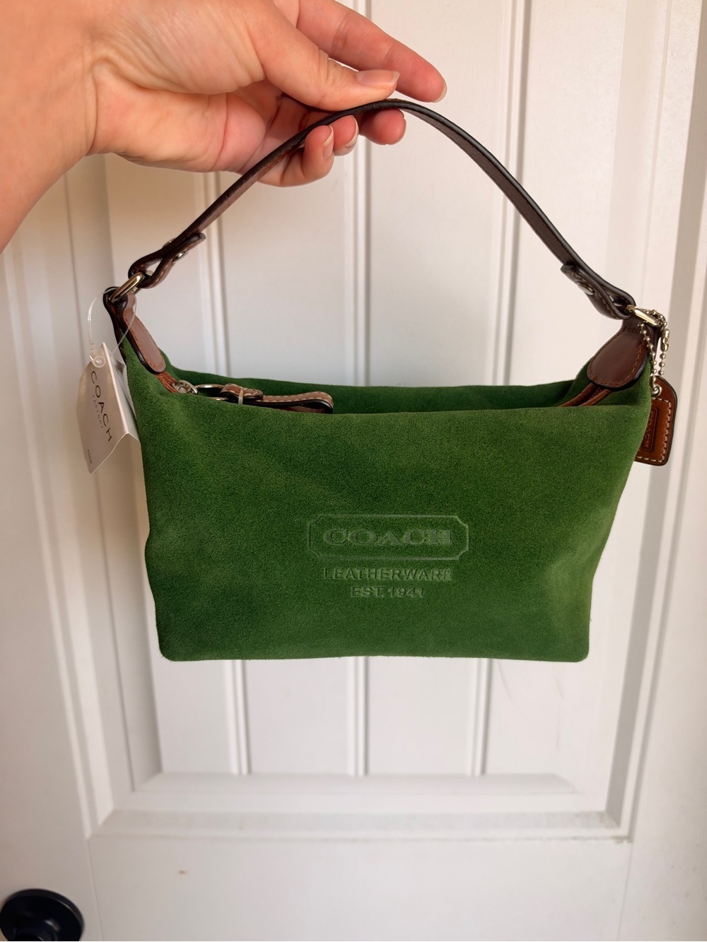Coach Green Suede Top Handle Handbag NWT